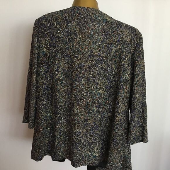 Alex evenings metallic glitter jacket, blue tone one piece petite - Picture 2 of 8